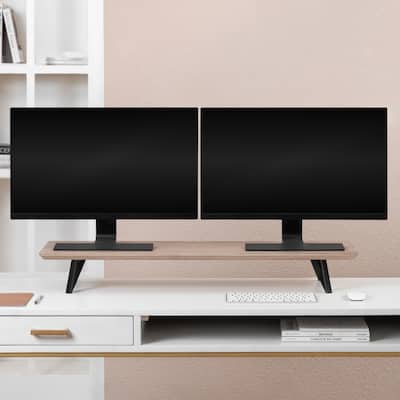 Jani Wood Monitor Stand Riser Desk - Ergonomic Design Stand, Desktop Organizer Table for Home, Office Workspace, Gaming Desk