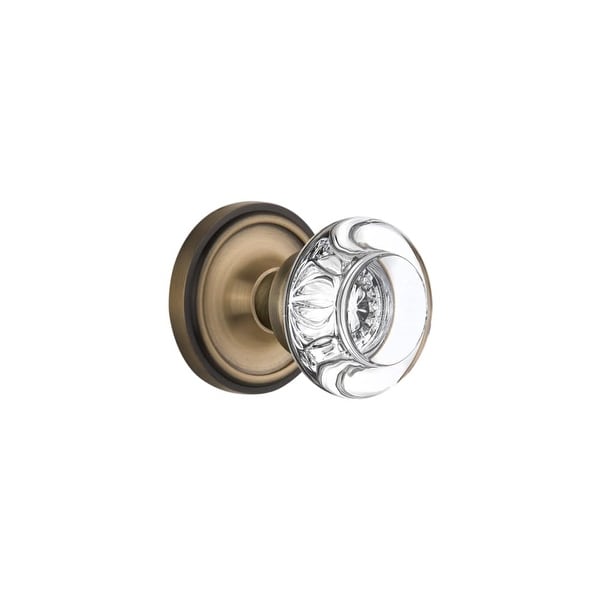 Nostalgic Warehouse CLARCC_SD_NK Round Clear Crystal Solid Brass Single Dummy Knob with Classic Rose