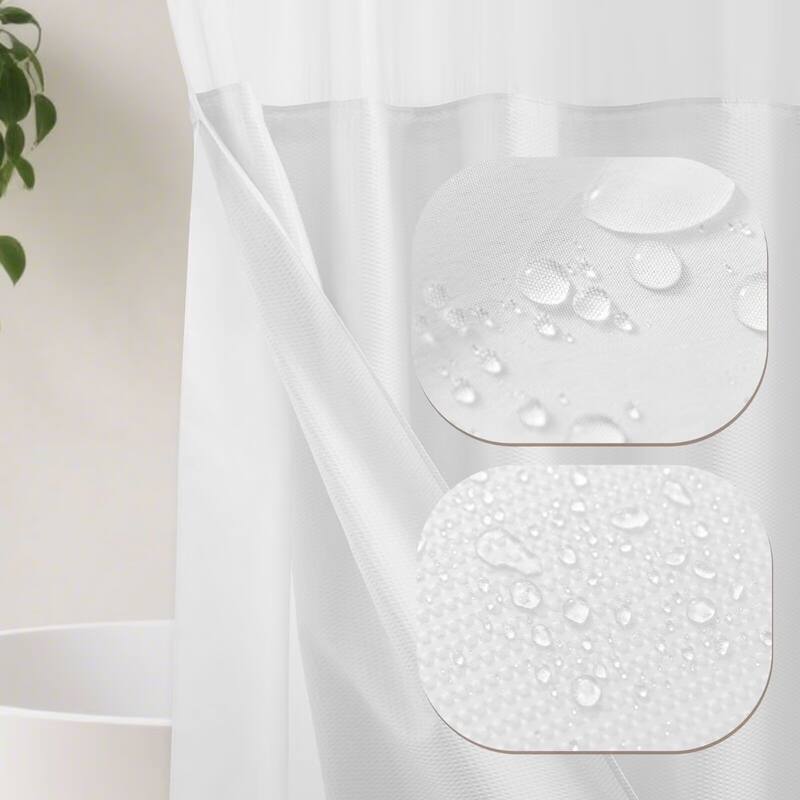 No Hook Embossed Shower Curtain with Snap-in Liner