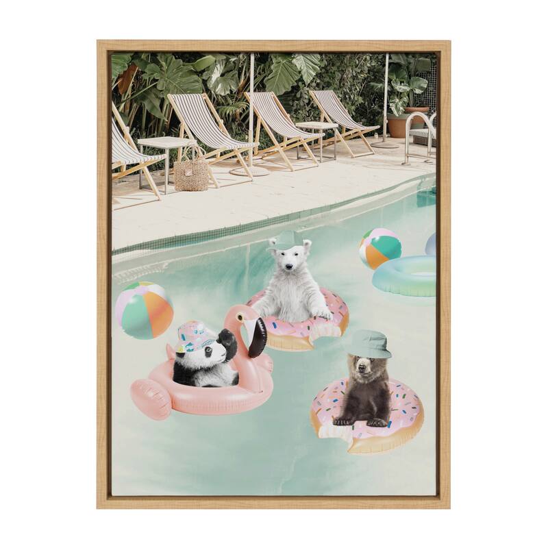 Kate and Laurel Sylvie Pool Party Framed Canvas by July Art Prints