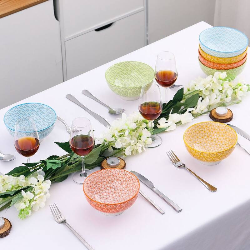 vancasso Macaron Porcelain 23Oz. Oriental Cereal Bowls Set