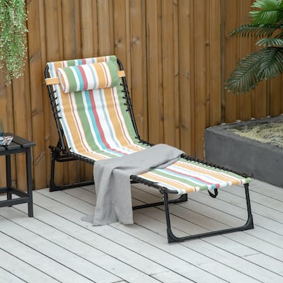 Outsunny Folding Chaise Lounge Chair Portable Lightweight Reclining Garden Sun Lounger with 4-Position Adjustable Backrest