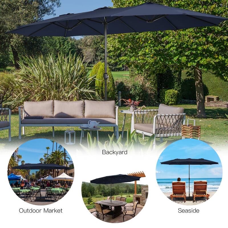 Costway 15FT Double-Sided Twin Patio Umbrella Outdoor Market with - See Details