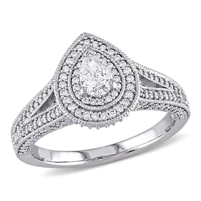 Miadora 1ct TDW Diamond Double Raised Engagement Ring in 14k White Gold