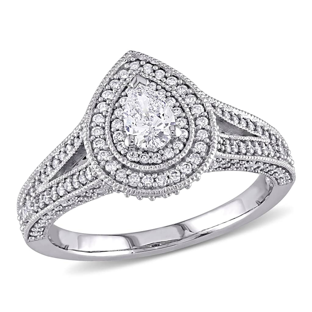 Miadora 1ct TDW Diamond Double Raised Engagement Ring in 14k White Gold