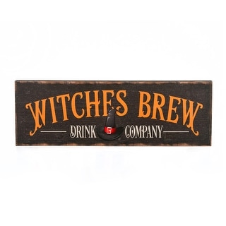 National Tree Company Halloween 'Witches Brew Drink Company' Hanging Wall Decoration, Black, Wooden Construction, 2 Feet - 2 ft - Bed Bath & Beyond - 35776013