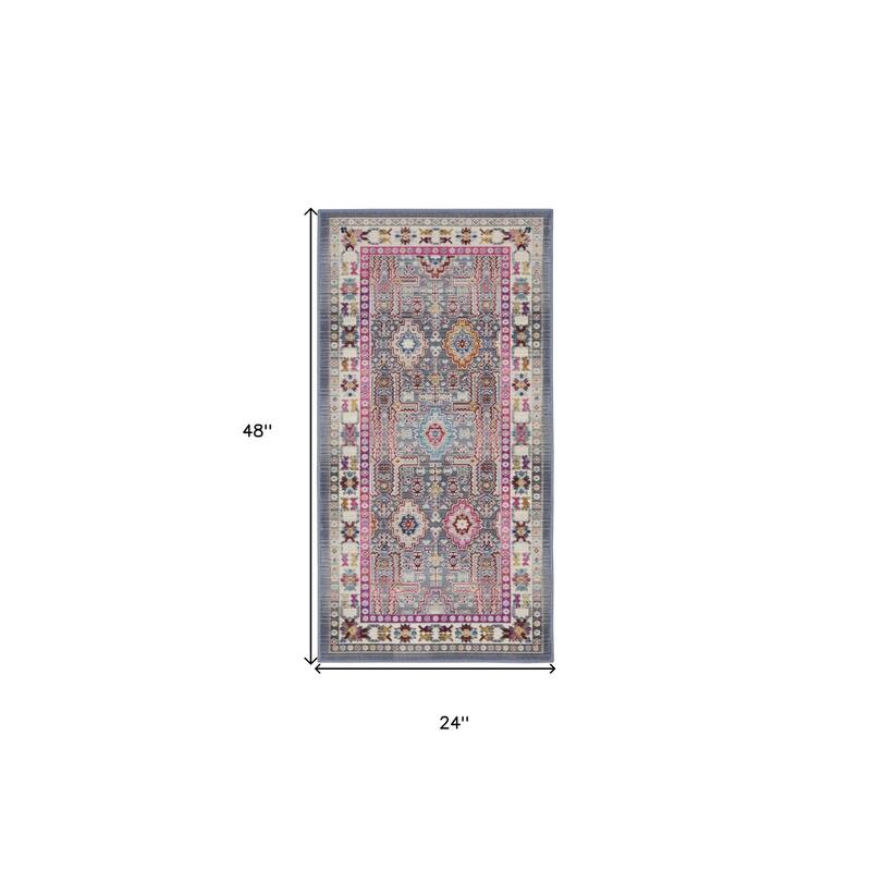 HomeRootsFloral Bohemian Rectangle Area Rug - 48' X '24' X '0.5