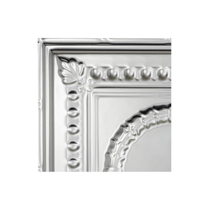 FASÄDE Rosette Decorative Vinyl 2ft x 2ft Lay in Ceiling Panel in Brushed Aluminum (5 Pack) - 12in x 12in Sample - Brushed Aluminum