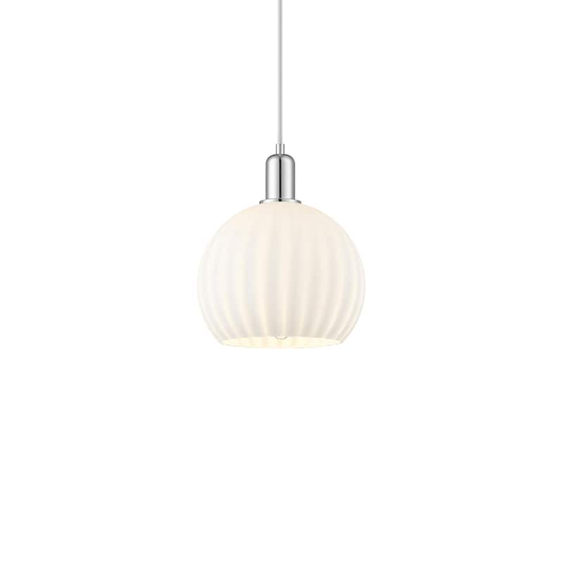 Innovations Lighting 716-1P-13-10 White Venetian Pendant White - Polished Chrome / White Venetian