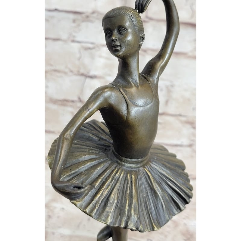 Ballerina Ballet Dancer Girl Bronze Sculpture Figurative Art Signed Original On Marble Base