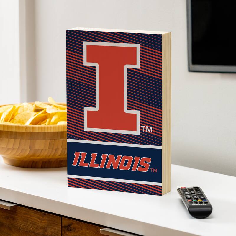 University of Illinois Wooden Tabletop Mantel Shelf Sign - 8" x 12"