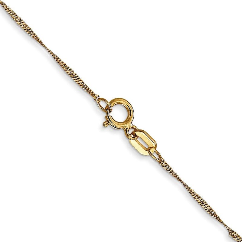 Curata 14k Yellow Gold 9" or 10" 1mm Singapore Chain Anklet (Spring-ring)