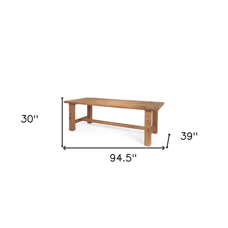 HomeRoots 95" Natural Reclaimed Wood Trestle Base Dining Table - 94.50 in. x 30.00 in. x 39.00 in.