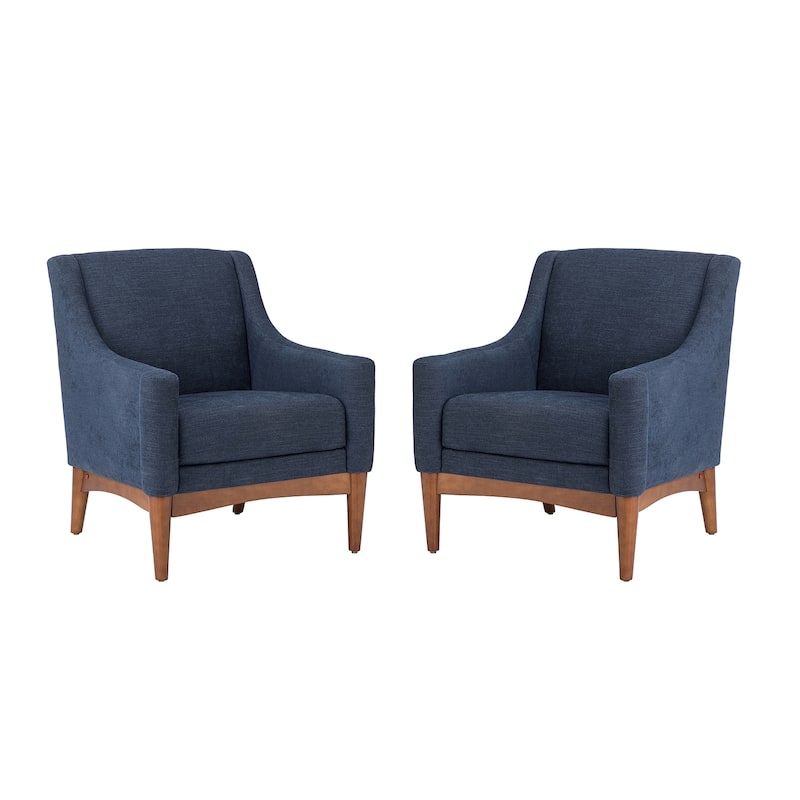 Francis Mid-century Modern Upholstered Armchair with Sloped Arms and Solid Wood Legs Set of 2 by HULALA HOME
