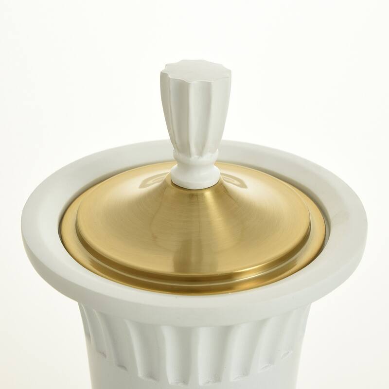 Dann Foley Lifestyle - Pleated Decorative Urn Vase with Lid - Brass Finish