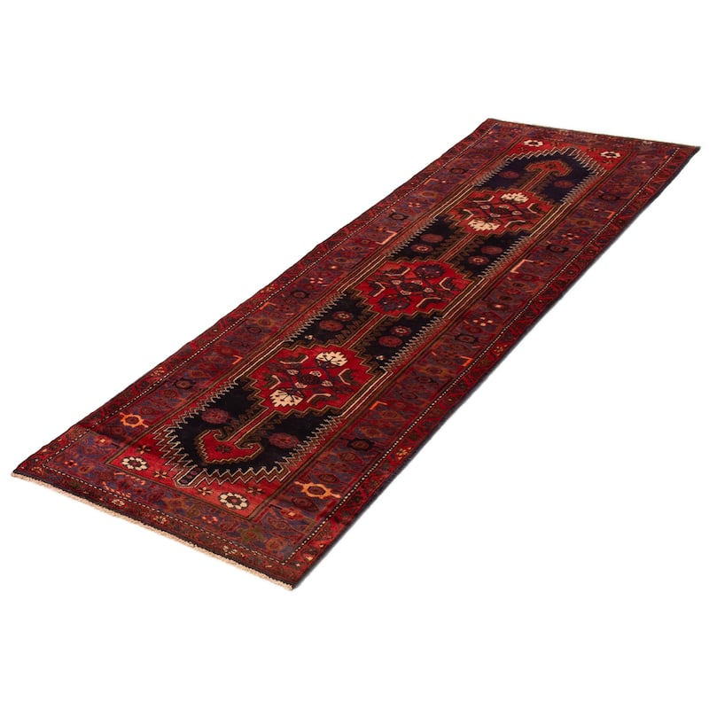 ECARPETGALLERY Hand-knotted Anadol Dark Navy, Red Wool Rug - 3'3 x 10'0