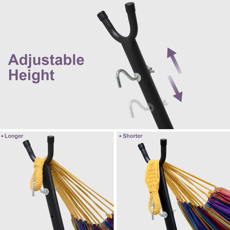 9.35 ft. 2-Person Brazilian-Style Foldable and Portable Outdoor Hammock Bed with Stand Set - 112.2 in.* 44.1 in. *40.9 in.