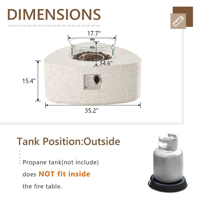 COSIEST Outdoor Triangular Propane Fire Pit Table