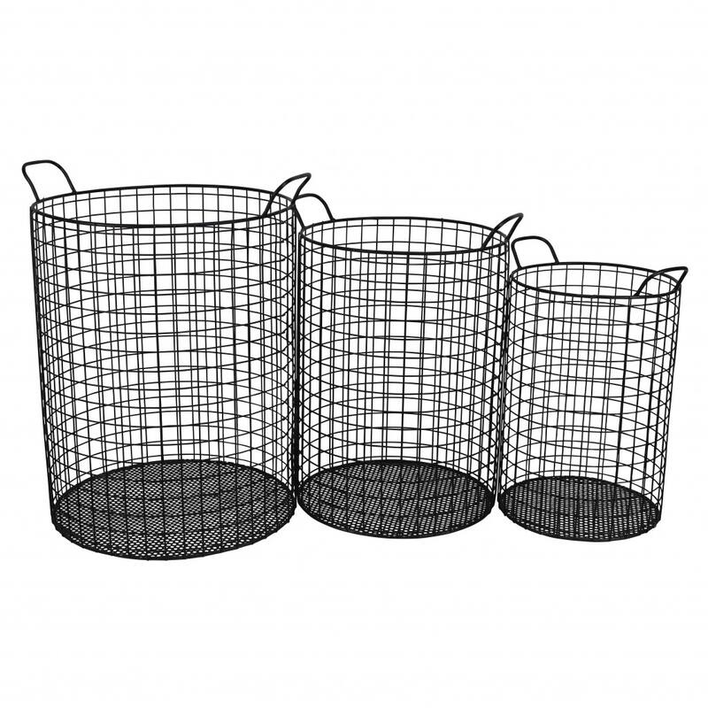 HomeRoots Set of Three Metal Wire Storage Baskets