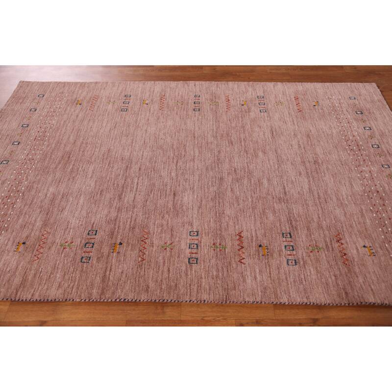 Hand Knotted Oriental 100% Wool Carpet Tribal Animal Pictorial Brown Gabbeh Area Rug - 7' 9'' X 5' 0''