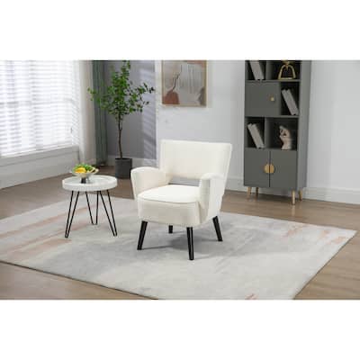Fabric Upholstered backrest Armchair with Solid Wood Legs