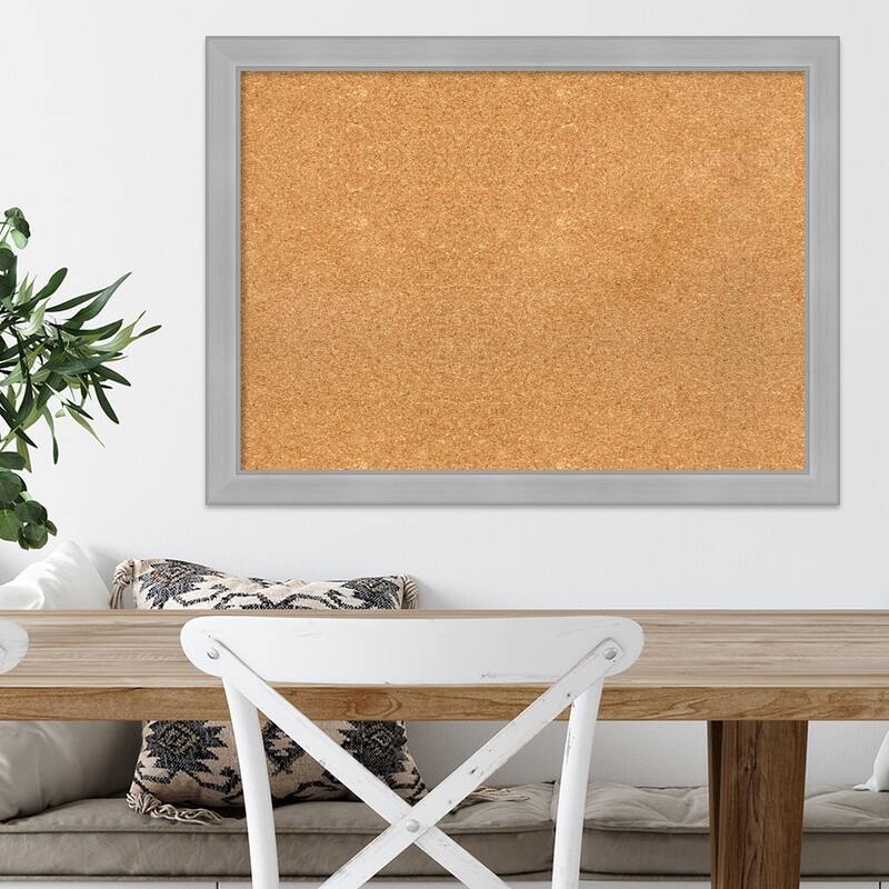 Vista Brushed Nickel Narrow Framed Cork Bulletin Memo Board