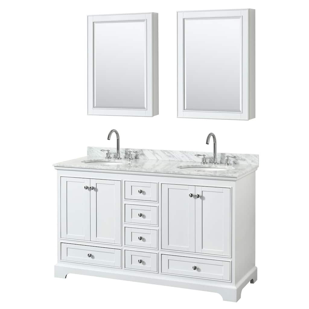 Wyndham Collection Deborah 60" Free Standing Double Vanity Set with