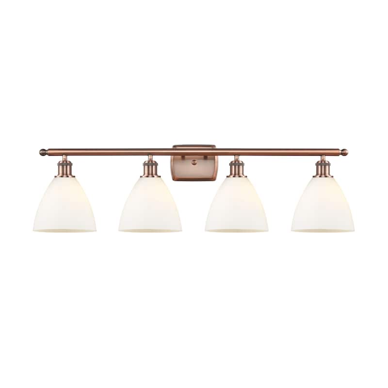 Innovations Lighting 516-4W-12-38 Bristol Vanity Bristol Glass 4 Light - Antique Copper / Matte White