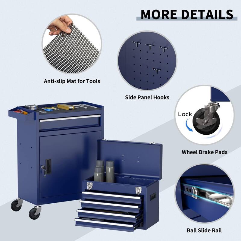 5-Drawer Rolling Tool Chest Storage Cabinet with Lock Tool Box