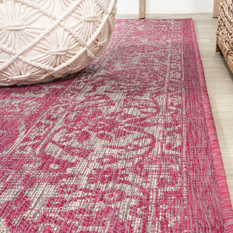 JONATHAN Y Sinjuri Bohemian Textured Weave Floral Indoor/Outdoor Area Rug