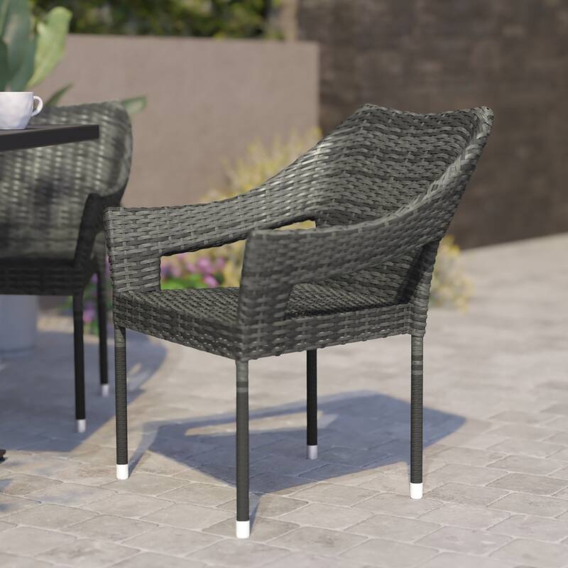 All Weather Commercial Grade PE Rattan Stacking Patio Chairs
