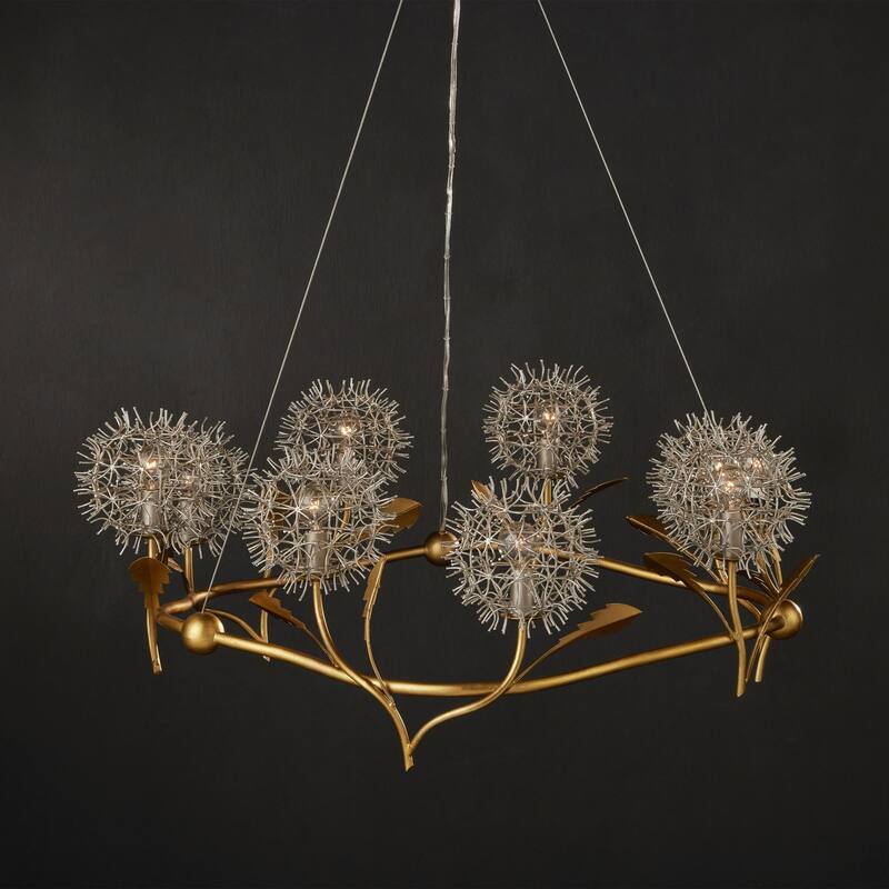 Currey & Company Dandelion Silver & Gold Chandelier - 15"h x 38.5"dia