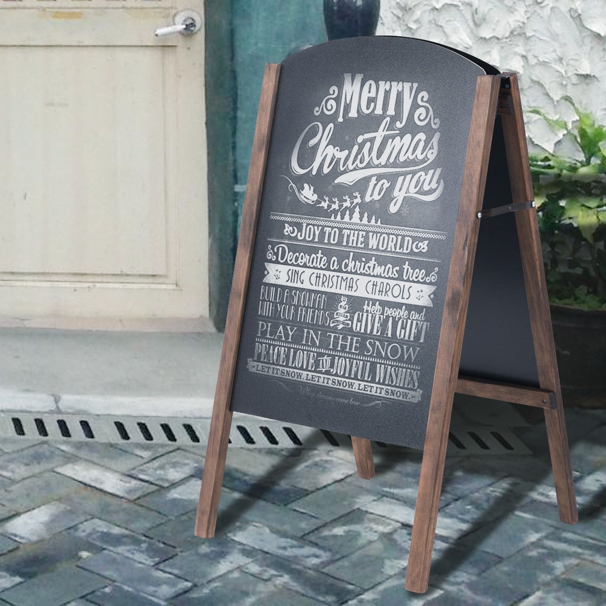 UNIQOOO Set of 4 Chalkboard Signs with Rustic Wood Stands Tabletop Chalk Board Menu Sign for Wedding Cafe Bakery Restaurant Retail Shop