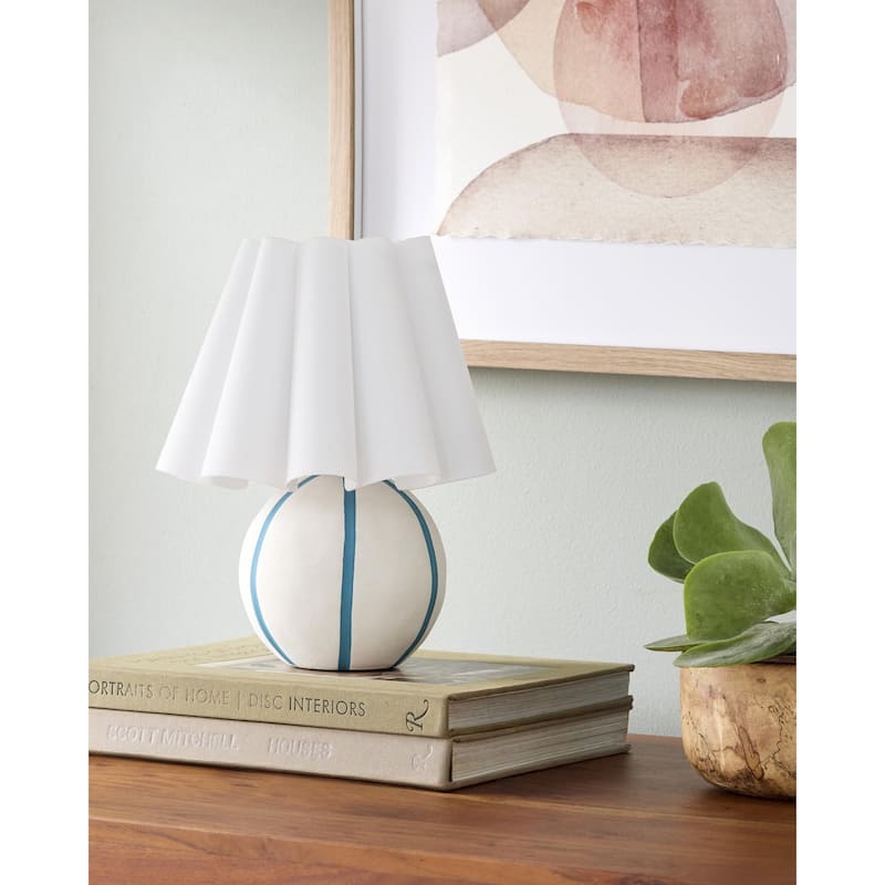 Livabliss Kinki Traditional Accent Table Lamp - 12"H x 10"W x 10"D - Aqua/Cream