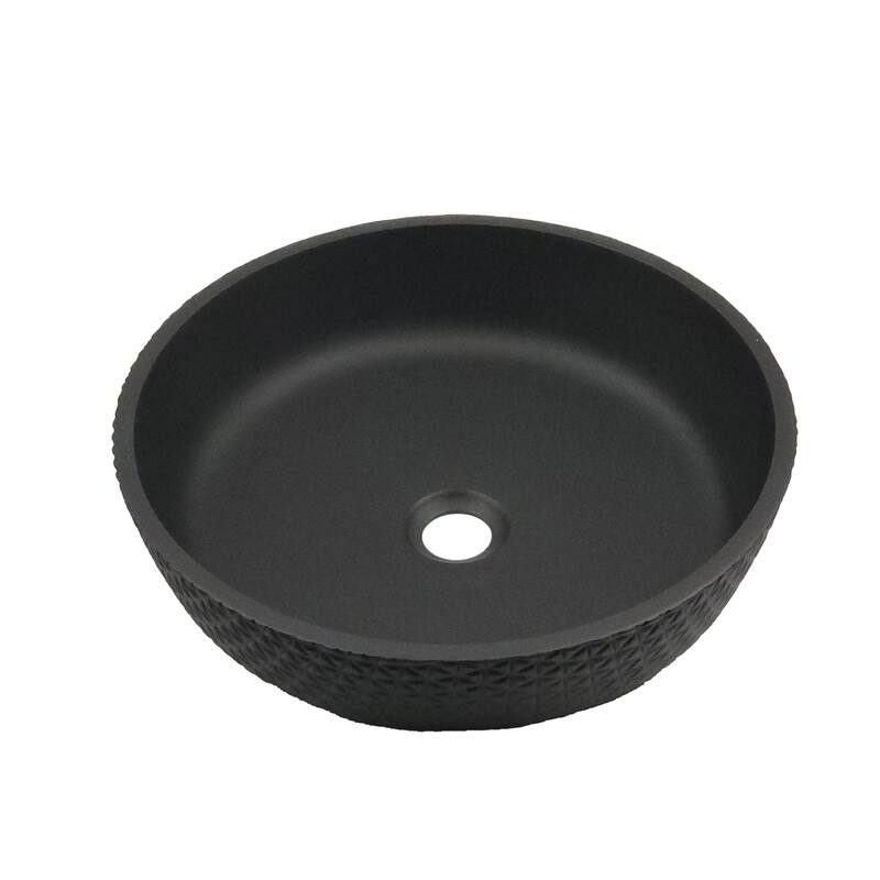 Yale Round Crystal Glass Bathroom Vessel Sink in Black