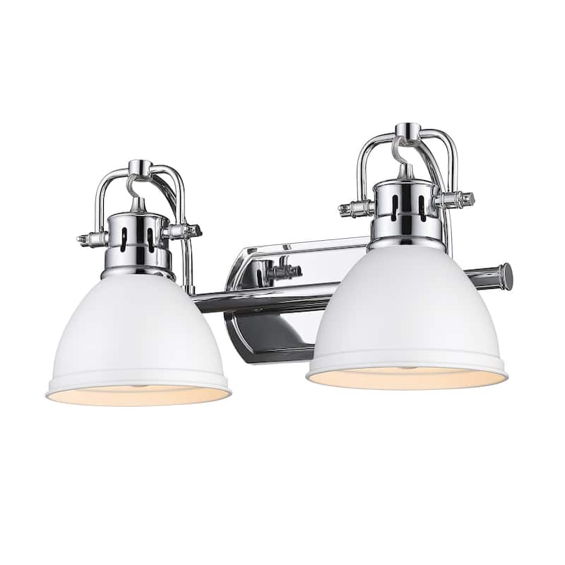 Duncan 2-Light Bath Vanity - Chrome with Matte White Shades
