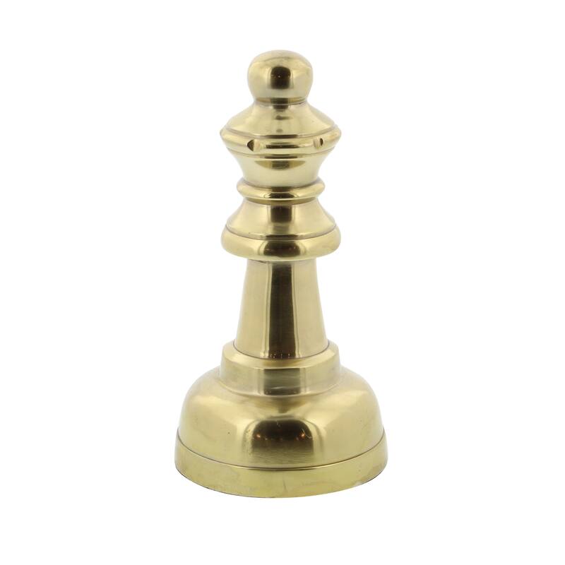 Aluminum Metal Chess Sculpture with Knight, Queen and King - Set of 3 Silver, Gold, Dark Gray - CosmoLiving by Cosmopolitan