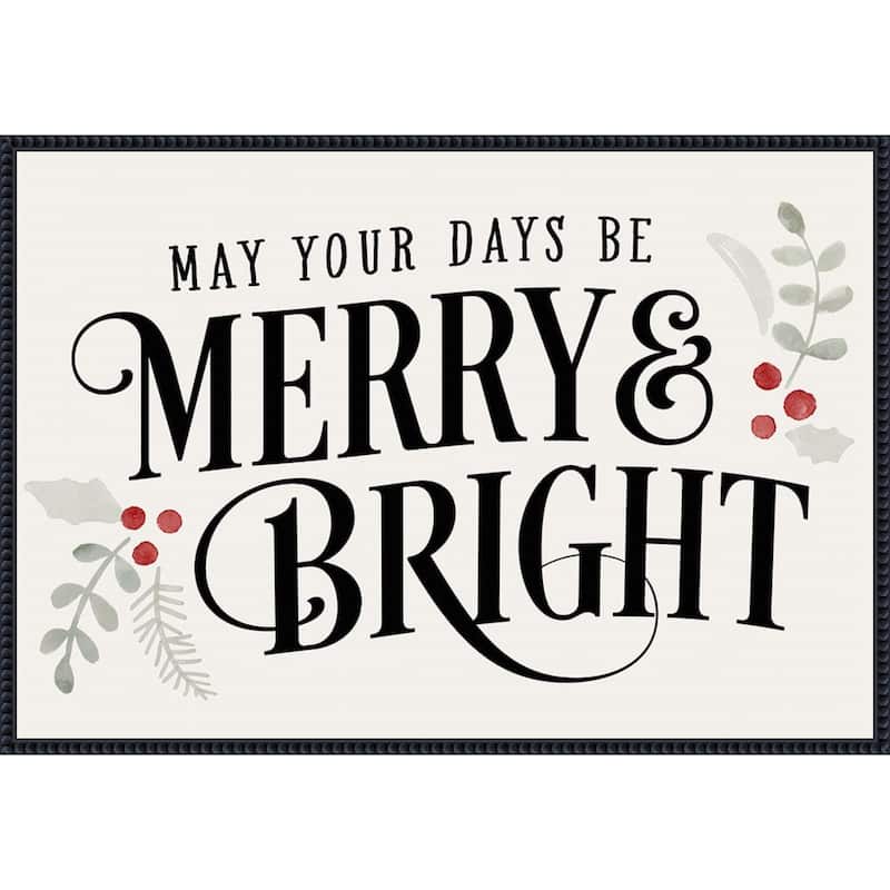 Merry Sentiment II by Victoria Barnes (33 x 23 in.), Framed Canvas Wall Art Print - Sylvie Beaded Black