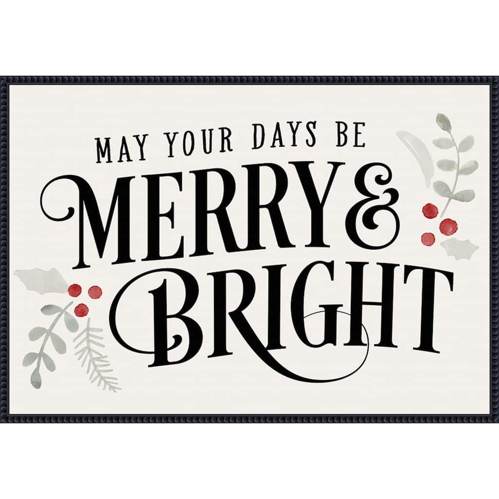 Merry Sentiment II by Victoria Barnes (33 x 23 in.), Framed Canvas Wall Art Print - Sylvie Beaded Black