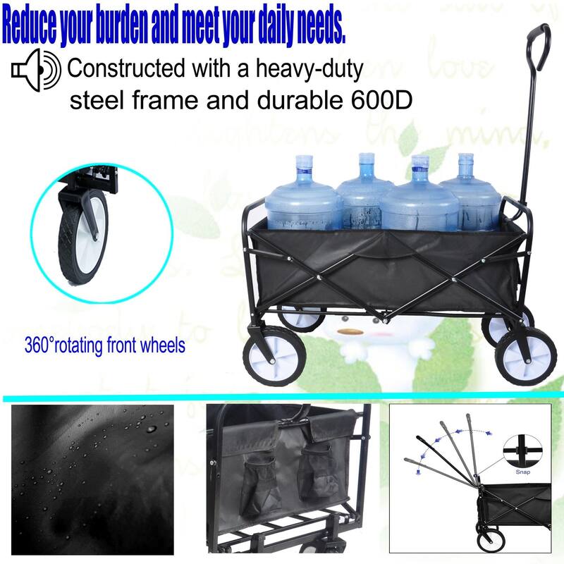 Multifunctional Folding Cart with 360° Rotating Wheels
