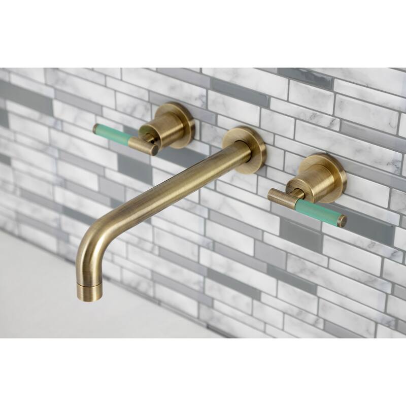 Kaiser Two-Handle Wall Mount Tub Faucet in Polished Brass