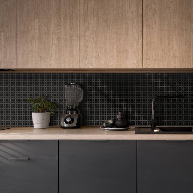 Merola Tile Fioretti Glossy Black 12" x 12" Porcelain Mosaic Floor and Wall Tile - Sample Swatch