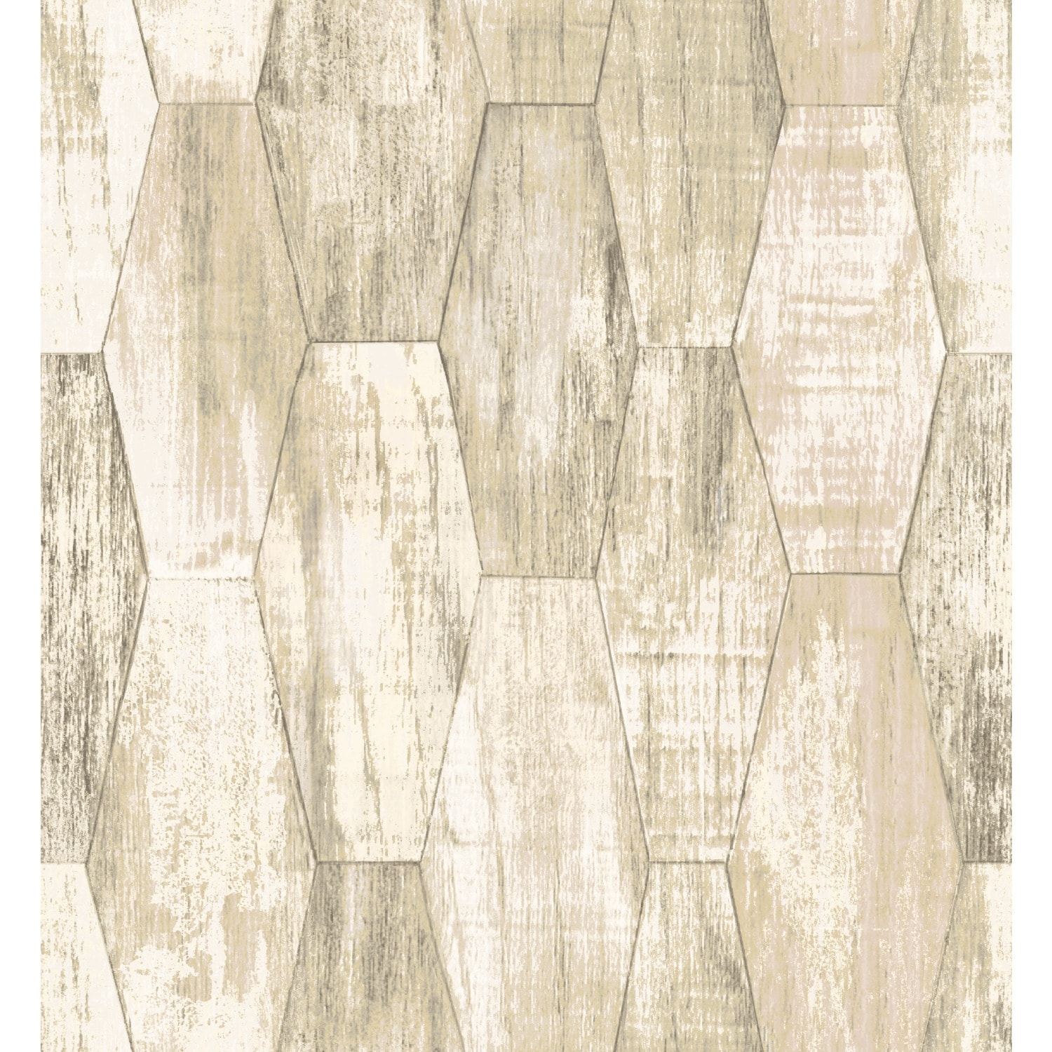 RoomMates Brown & Tan Wood Hexagon Tile Peel and Stick Wallpaper