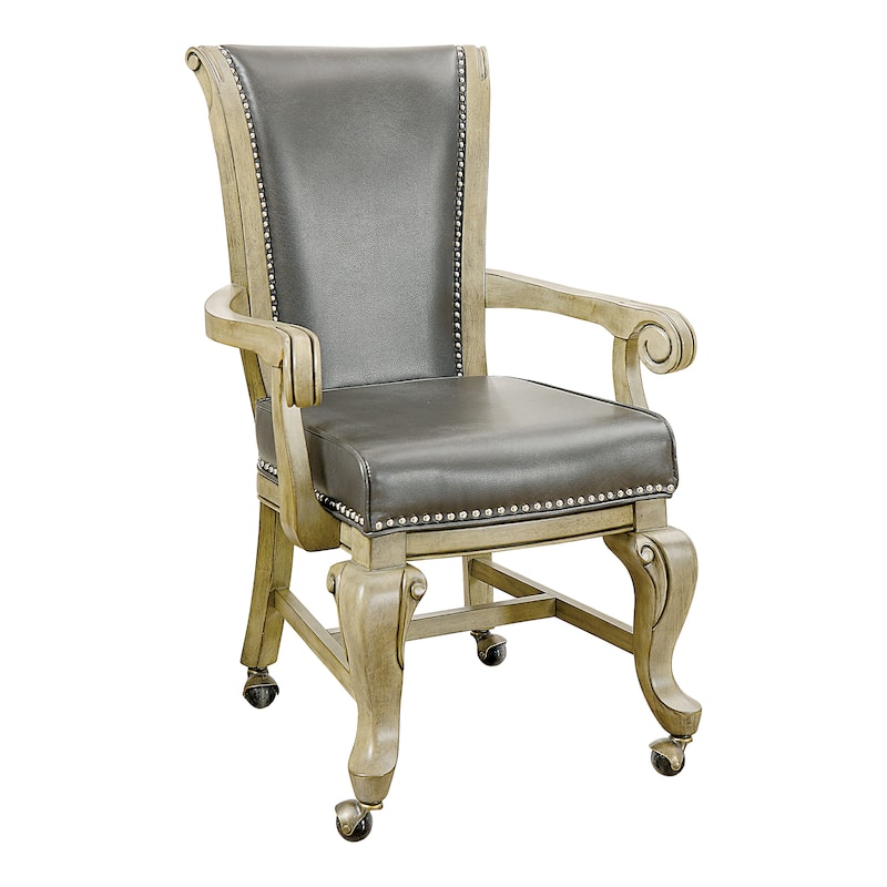 Furniture of America Frankline Traditional Faux Leather Wheeled Arm Chairs (Set of 2)