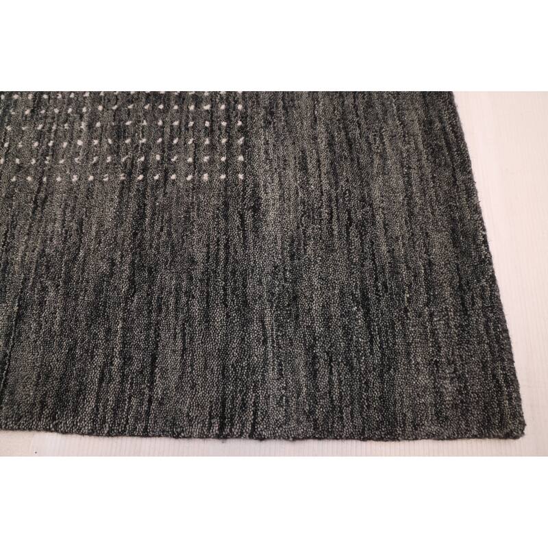 ECARPETGALLERY Hand Loomed Kashkuli Gabbeh Dark Grey Wool Rug - 7'11 x 9'10