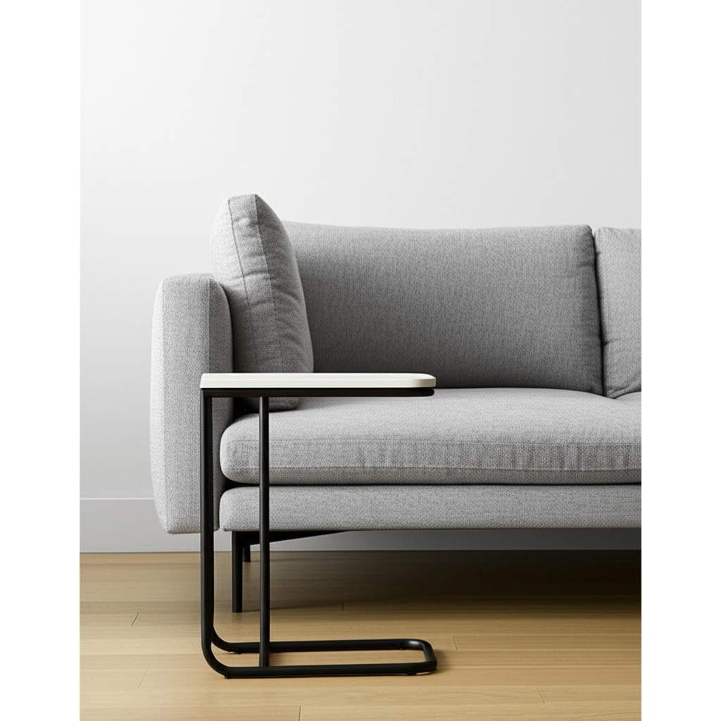 HomeRoots 23" Black And White Marble and Metal C Table End Table - 20.00 in. x 23.00 in. x 12.00 in.