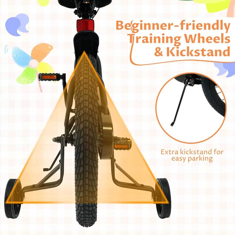 Costway 14" Kids Bike with Removable Training Wheels Adjustable Seat & - See Details