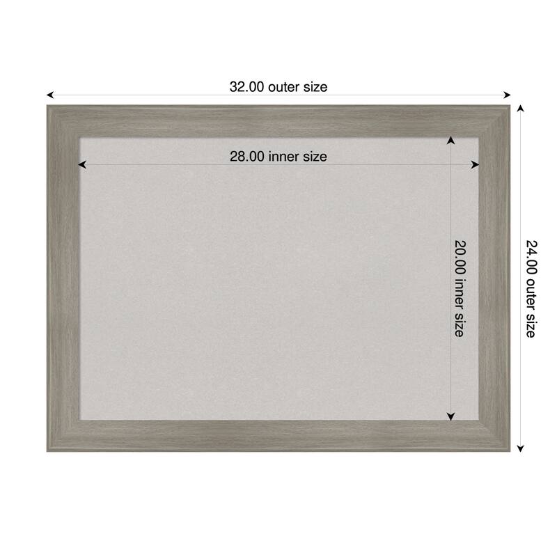 Grand Greywash Narrow Framed Cork Board - Bulletin Board, Organization Board, Pin Board - Grey - 32 x 24 in