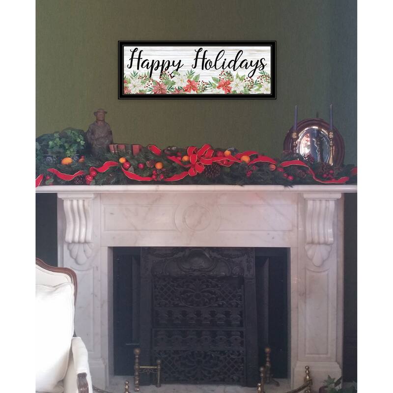 TrendyDecor4U Contemporary "Happy Holiday" Framed Print Wall Art