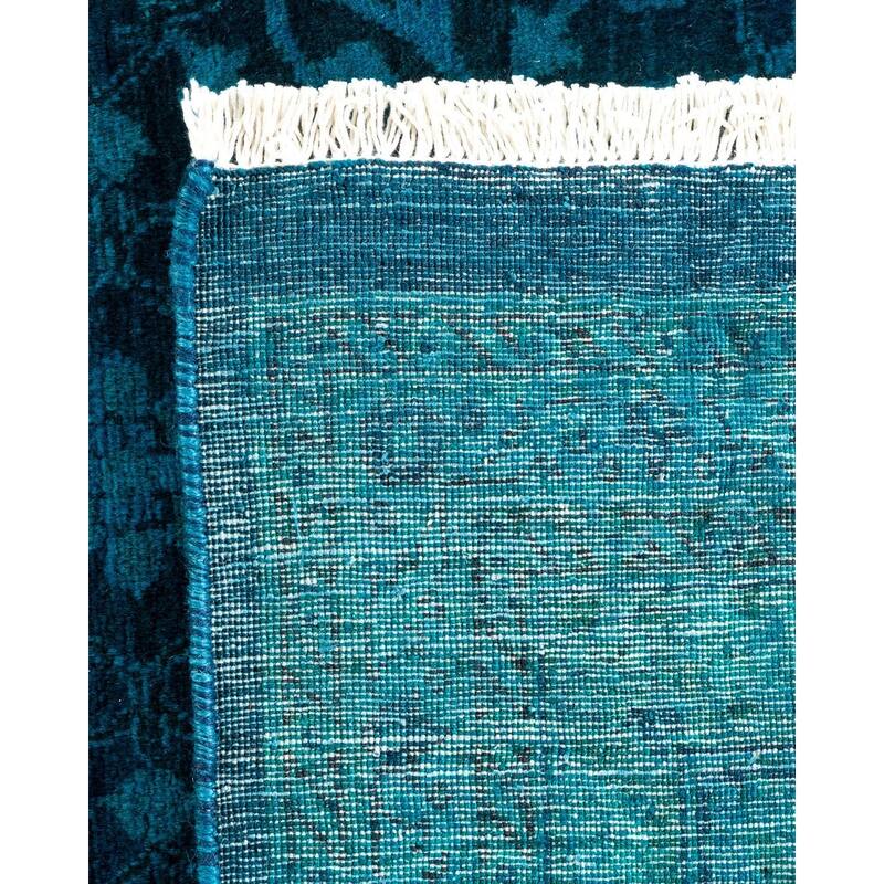 Overton Hand Knotted Wool Vintage Inspired Modern Contemporary Overdyed Blue Area Rug - 8' 1" x 10' 6"